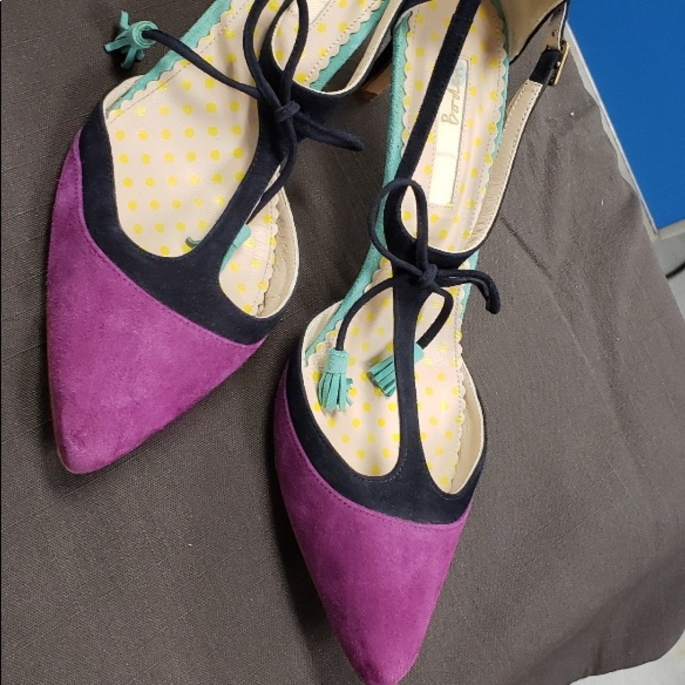 Purple Suede Kitten Heels (Boden Size 39.5)